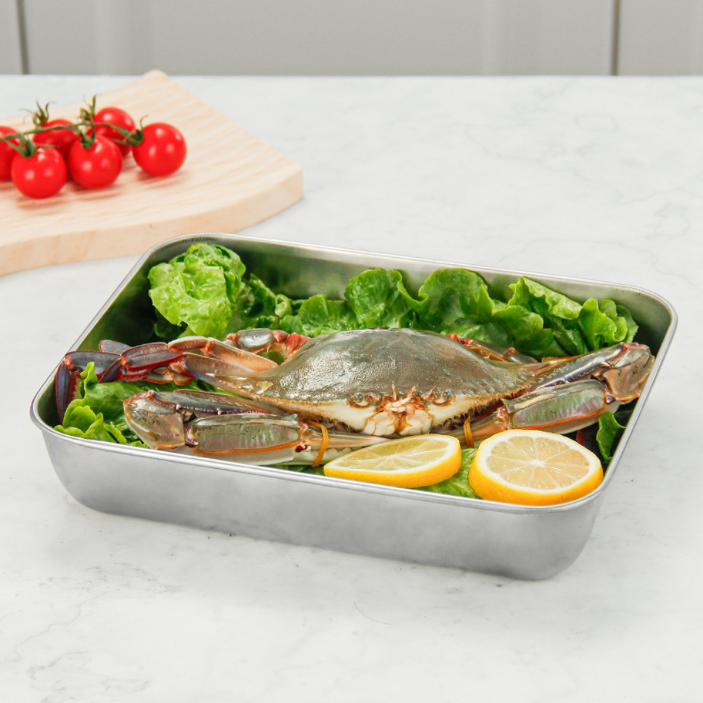 Juego de 3 cajas de acero inoxidable para alimentos (25 x 20 x 6 cm)