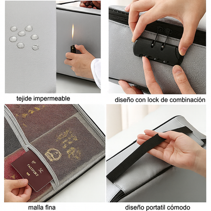 Bolsa de Documentos Premium – Ignífuga, con Cerradura de 3 Dígitos, Máxima Tranquilidad