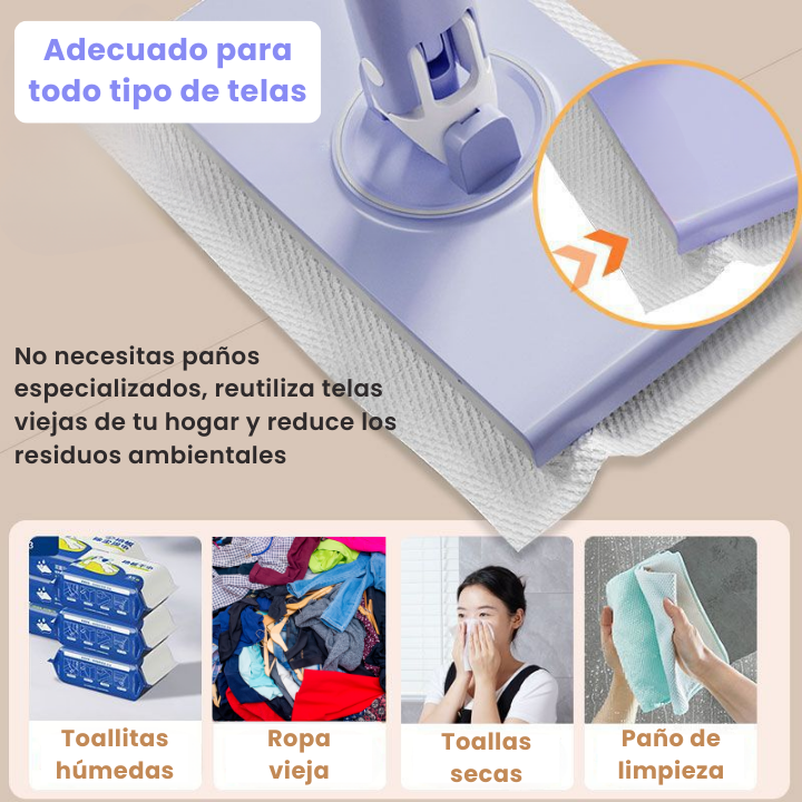 Mini Mop con Cambio de Paño, Diseño de Mango de Empujar-Tirar con Toalla Desechable