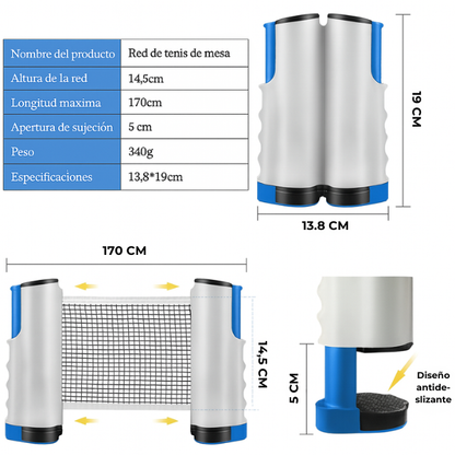Red de tenis retráctil práctica para jugar en cualquier momento y lugar