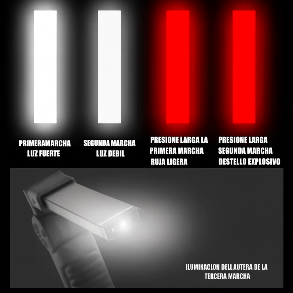 Linterna con 5 Modos de Luz, Rotación 360°, Imán y Luz de Emergencia (incluye cable de carga USB)