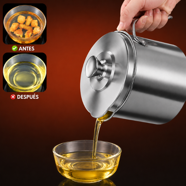 70% DE DESCUENTO | Jarra Filtradora de Aceite de Acero Inoxidable SUS304 (1400 ML)