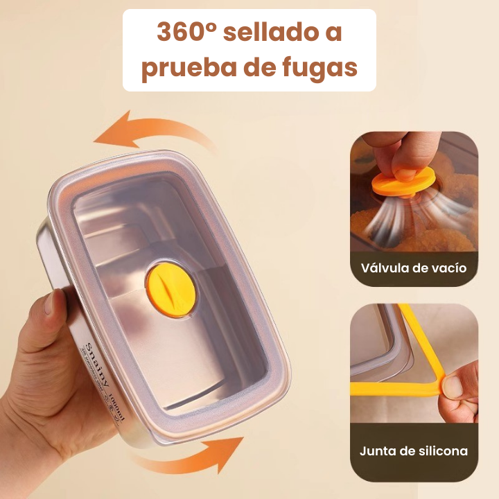 Recipiente para alimentos de acero inoxidable 316 con tapa al vacío (19 x 13,5 x 5,5 cm) (LTT)