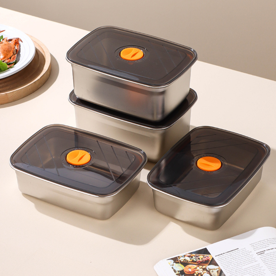 Recipiente Grande Para Alimentos Al Vacío De Acero Inoxidable Antibacteriano De 1500ml (19 x 14 x 8cm)