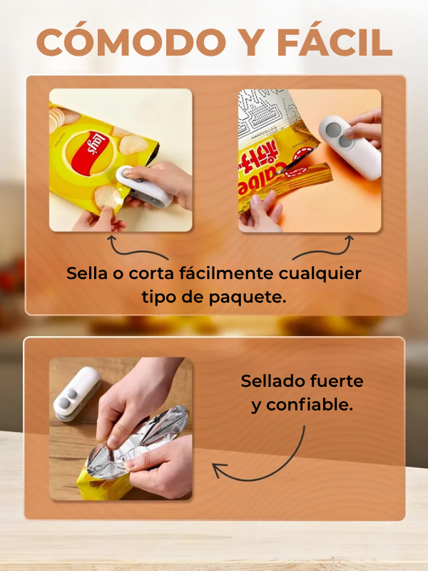 BestSeller™ - Selladora de bolsas manual / Sellador portátil con cuchilla / Empaquetadora 2 en 1 con imán
