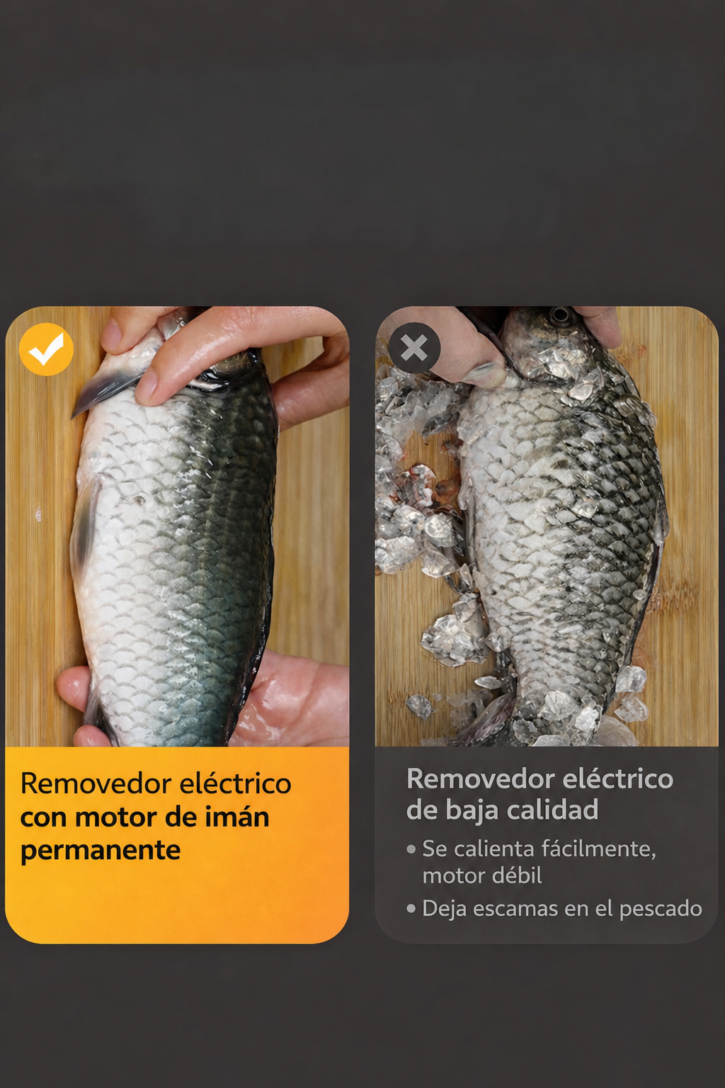Máquina eléctrica portátil de alta potencia para quitar las escamas del pescado: limpieza rápida y sin cansar las manos.