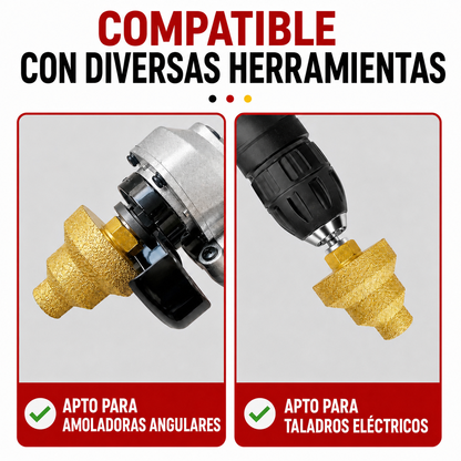 Broca Diamantada para Ampliar y Biselar Agujeros de 3 Niveles 20-35-50 mm (Accesorios Incluidos)