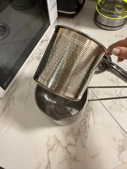 🇪🇸 Olla freidora de 1,2L en acero inoxidable 304 alemán, compatible con cocinas de vitrocerámica e inducción (IH)