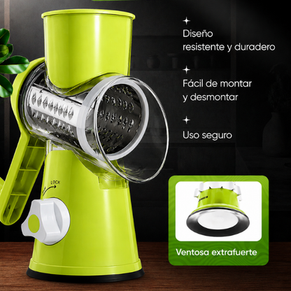 70% DE DESCUENTO | Cortador de Verduras Multifuncional 3 en 1 – Ralla, Rebana y Corta en Cubos Rápidamente para el Hogar