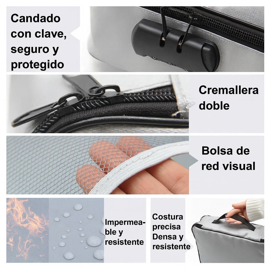 Bolsa de Documentos Premium – Ignífuga, con Cerradura de 3 Dígitos, Máxima Tranquilidad