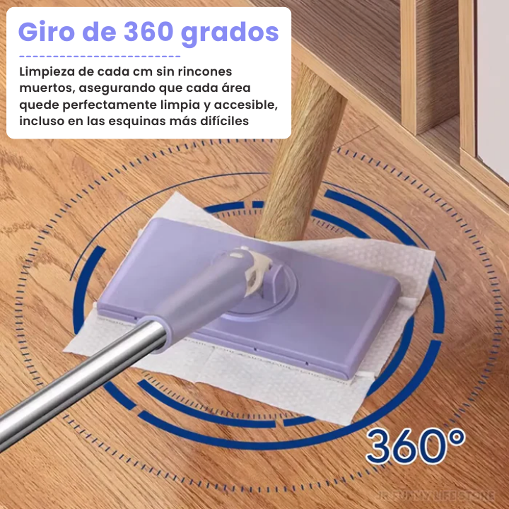 Mini Mop con Cambio de Paño, Diseño de Mango de Empujar-Tirar con Toalla Desechable