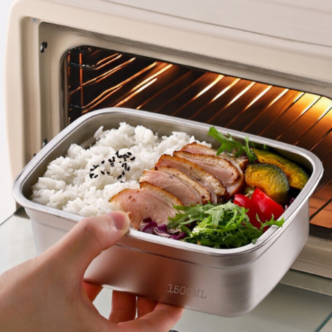 Recipiente Grande Para Alimentos Al Vacío De Acero Inoxidable Antibacteriano De 1500ml (19 x 14 x 8cm)