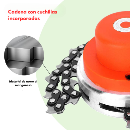 Cabezal de cadena para cortar césped, súper resistente y potente – elimina la hierba de raíz