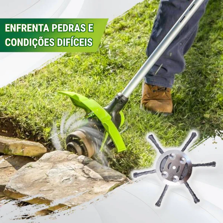 🇵🇹 A cabeça do cortador de relva possui 6 lâminas em aço inoxidável (Acessórios incluídos)