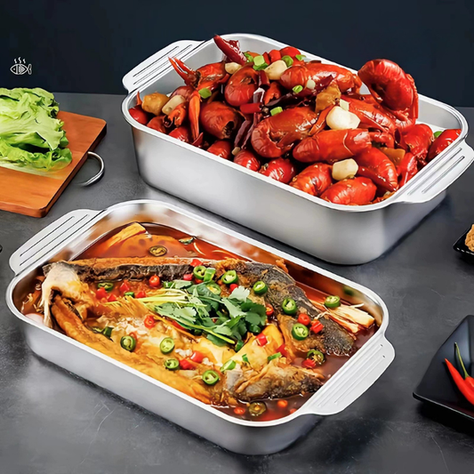 Bandeja De Cocina De Acero Inoxidable SUS304 Para Ollas Calientes, Pescado Al Vapor, Hornear Y Almacenar Alimentos