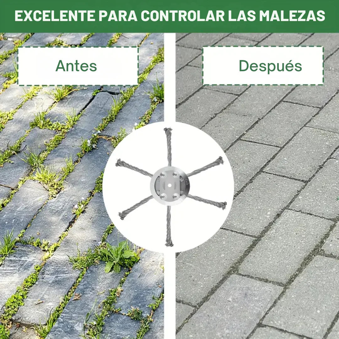 El cabezal del cortacésped tiene 6 bordes de acero inoxidable