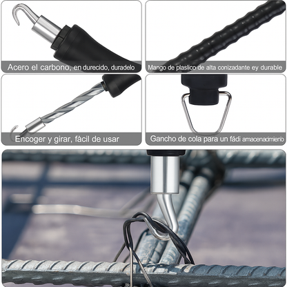 Gancho de atar acero automático – Ahorra esfuerzo, unión segura