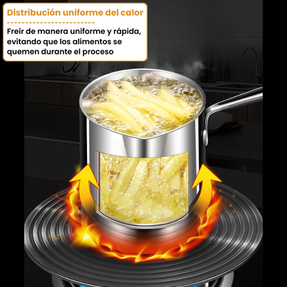 Olla multifuncional para freír en profundidad con cesta resistente de acero inoxidable 304