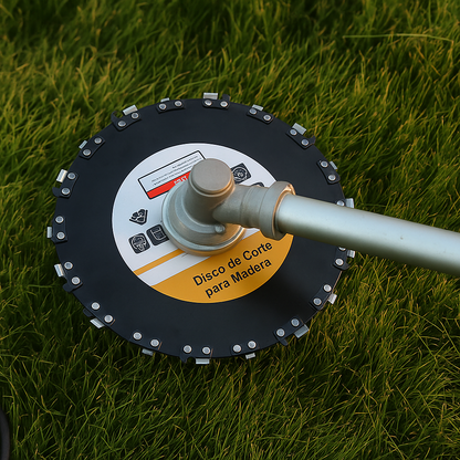Lâmina de corte de relva multifuncional com corrente – Corta relva, arbustos e até madeira