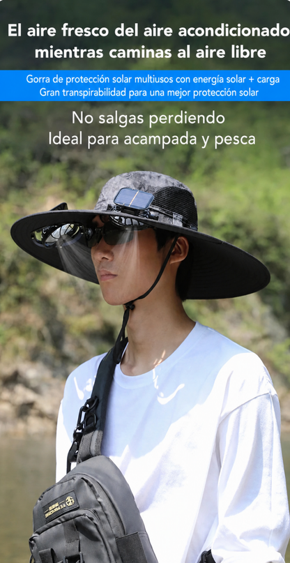 70% DE DESCUENTO | Sombrero Solar con Ventilador – Frescor Manos Libres y Protección UV 360°