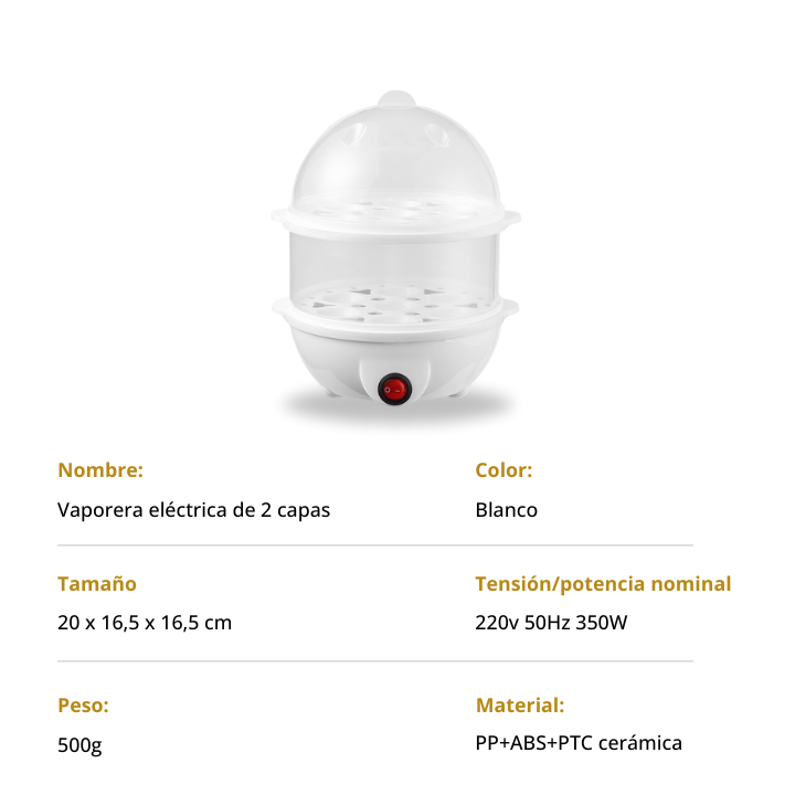 Vaporera eléctrica multifuncional de 2 etapas con detección automática de calor