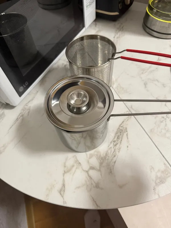 🇪🇸 Olla freidora de 1,2L en acero inoxidable 304 alemán, compatible con cocinas de vitrocerámica e inducción (IH)