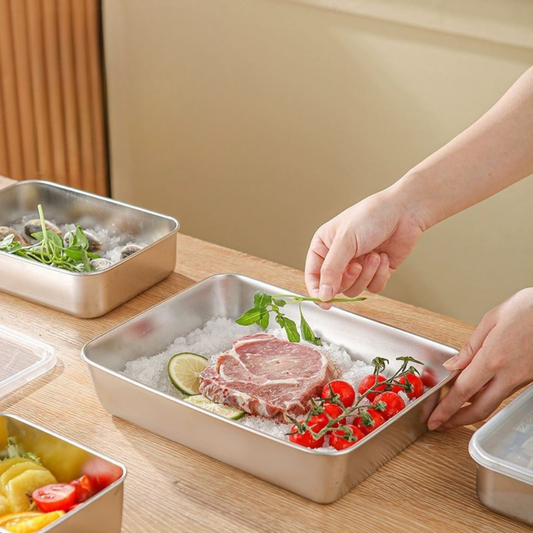 Caja De Alimentos De Acero Inoxidable 304 (25 x 20 x 6 cm)