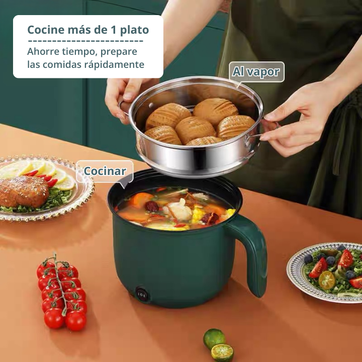 Olla eléctrica mini multifuncional de 2 potencias, incluye bandeja de vapor