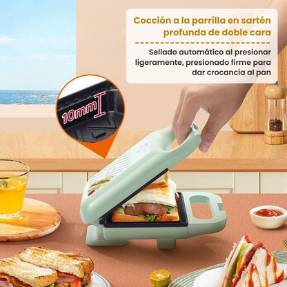 Máquina de hacer sándwiches compacta y antiadherente con una potencia de 650W