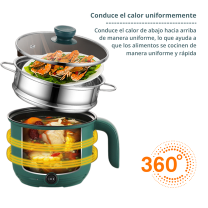 Olla eléctrica mini multifuncional de 2 potencias, incluye bandeja de vapor