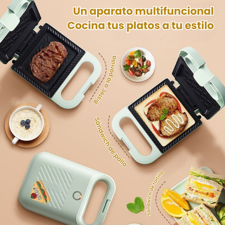 Máquina de hacer sándwiches compacta y antiadherente con una potencia de 650W