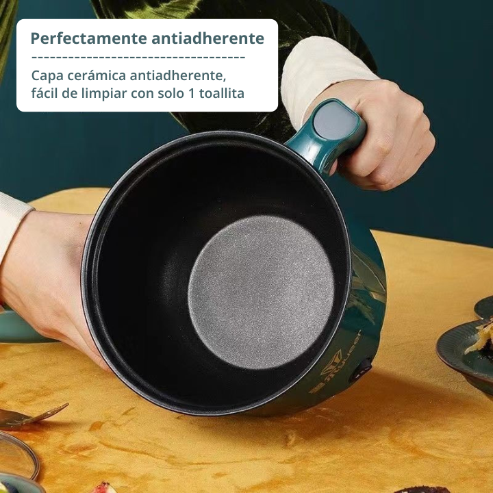 Olla eléctrica mini multifuncional de 2 potencias, incluye bandeja de vapor
