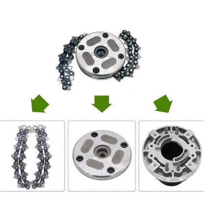Cabezal de cadena para cortar césped, súper resistente y potente – elimina la hierba de raíz