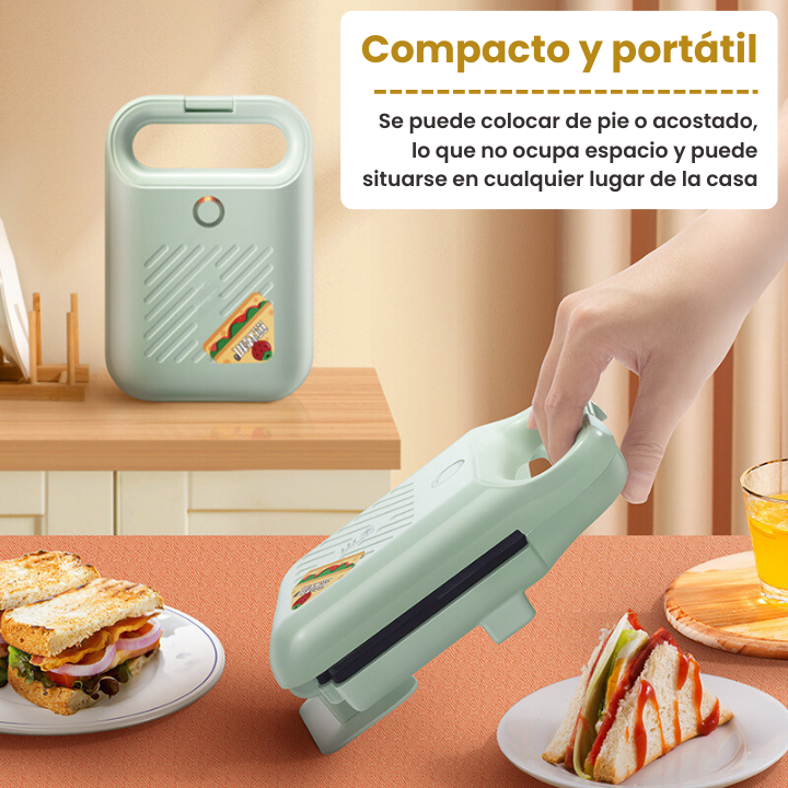 Máquina de hacer sándwiches compacta y antiadherente con una potencia de 650W
