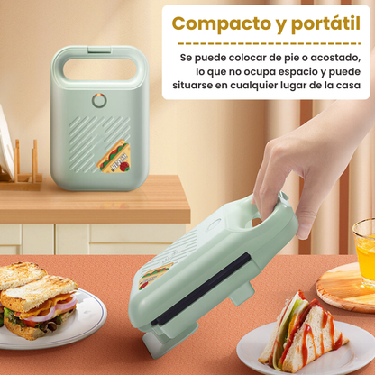 Máquina de hacer sándwiches compacta y antiadherente con una potencia de 650W