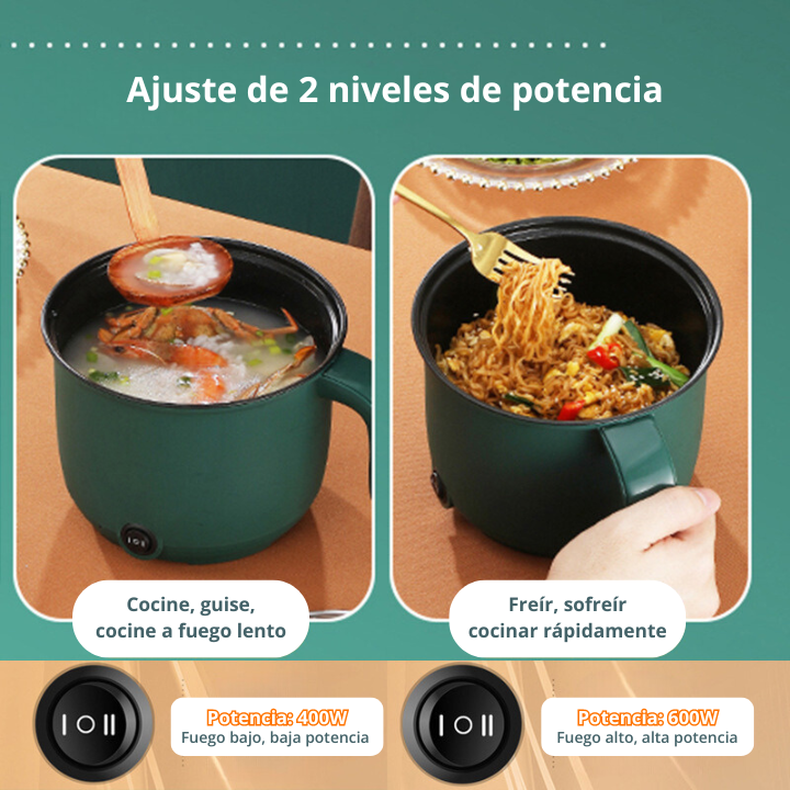 Olla eléctrica mini multifuncional de 2 potencias, incluye bandeja de vapor