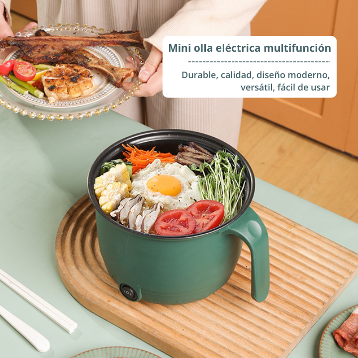 Olla eléctrica mini multifuncional de 2 potencias, incluye bandeja de vapor