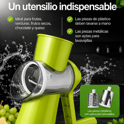 70% DE DESCUENTO | Cortador de Verduras Multifuncional 3 en 1 – Ralla, Rebana y Corta en Cubos Rápidamente para el Hogar