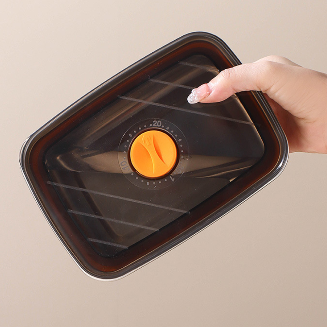 Recipiente Grande Para Alimentos Al Vacío De Acero Inoxidable Antibacteriano De 1500ml (19 x 14 x 8cm)