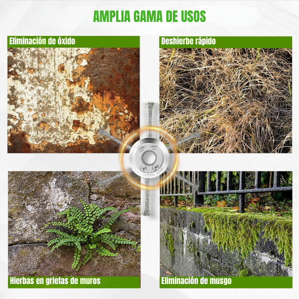El cabezal del cortacésped tiene 6 ramas tejidas con alambre de acero resistente