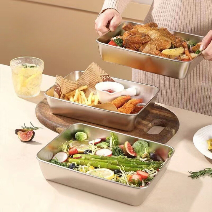 Cajas para alimentos de acero inoxidable 304 (25 x 19,5 x 5 cm) (TT)