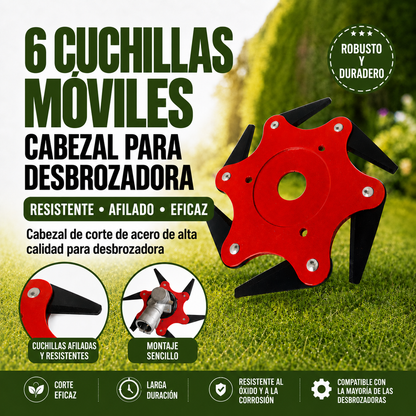 70% DE DESCUENTO | Lama Para Césped Con 6 Dientes De Acero (Accesorios Incluidos) (Bản sao)