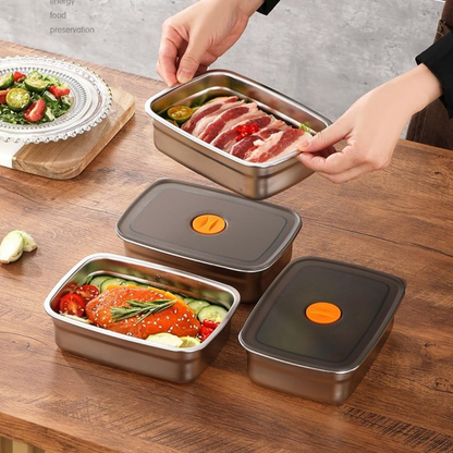 Caja De Comida Al Vacío De Acero Inoxidable Antibacteriana 316 (19 x 13.5 x5.5 cm)