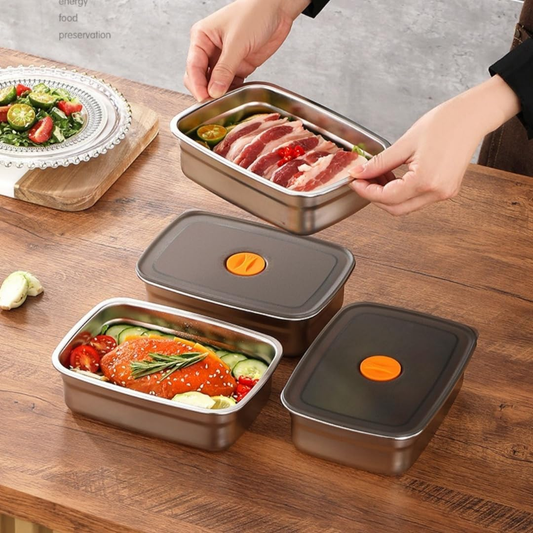 Caja De Comida Al Vacío De Acero Inoxidable Antibacteriana 316 (19 x 13.5 x 5.5 cm)