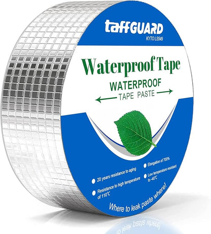 Cinta Butílica con Aluminio – Impermeable, Súper Adhesiva, Duradera 30 Años – (10cm x 5m x 1,2mm)