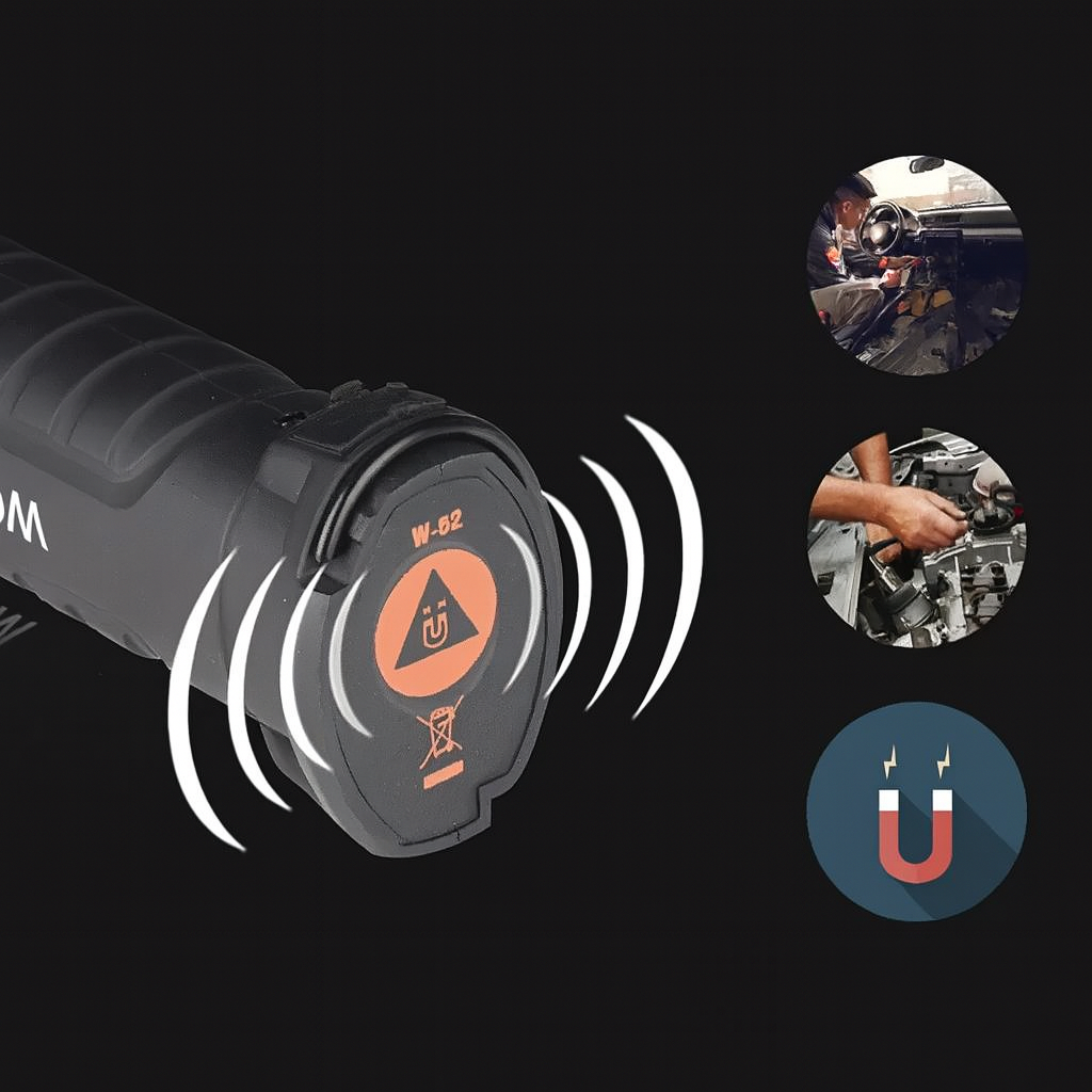 Linterna con 5 Modos de Luz, Rotación 360°, Imán y Luz de Emergencia (incluye cable de carga USB)