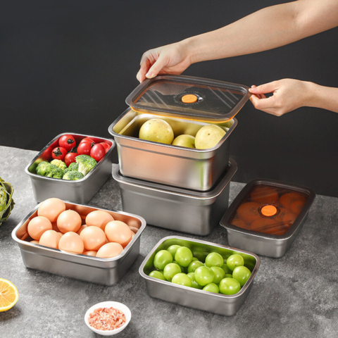 Recipiente Grande Para Alimentos Al Vacío De Acero Inoxidable Antibacteriano De 1500ml (19 x 14 x 8cm)