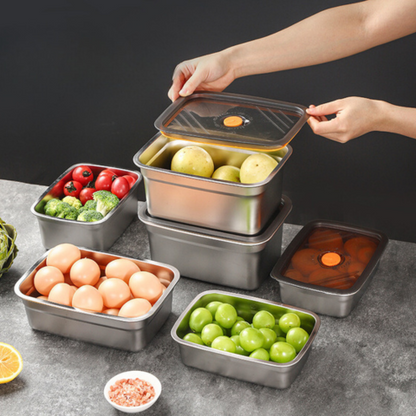 Recipiente Grande Para Alimentos Al Vacío De Acero Inoxidable Antibacteriano De 1500ml (19 x 14 x 8cm)