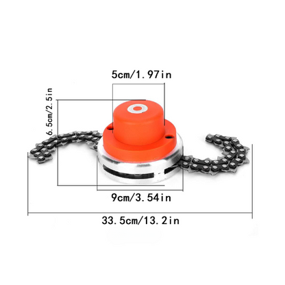Cabezal de cadena para cortar césped, súper resistente y potente – elimina la hierba de raíz