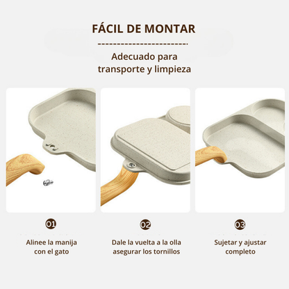 🔵Sartén antiadherente de 3 esquinas con almohadilla termosensible